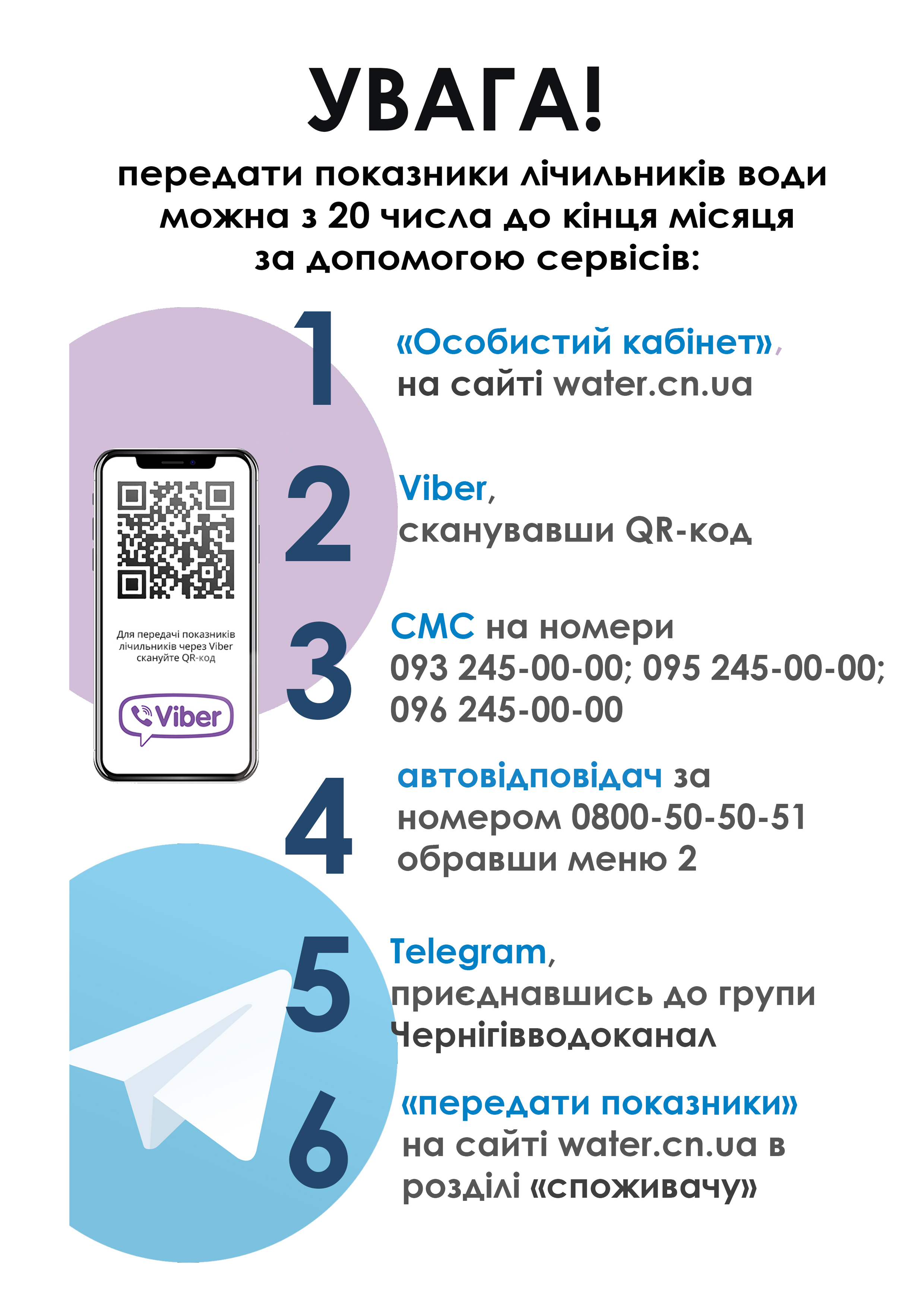 Як передати показники лічильників води - КП «Чернігівводоканал»